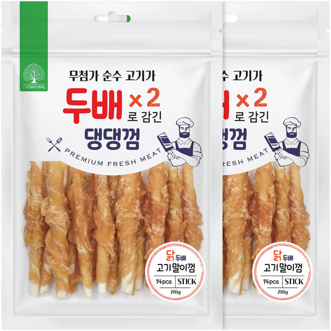 더내추럴 강아지 두배 댕댕껌, 치킨 스틱, 210g, 2개