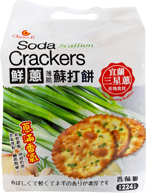 Chiao-E 巧益 鮮蔥薄脆蘇打餅 16包, 224g, 1袋