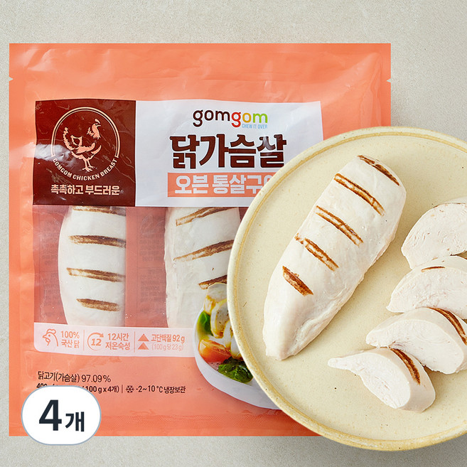 곰곰 닭가슴살 오븐 통살구이, 100g, 4개입, 4개