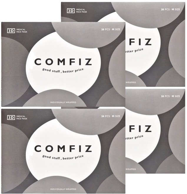 COMFIZ 康菲 成人3D醫療口罩 M, 宇宙灰, 20片, 4盒