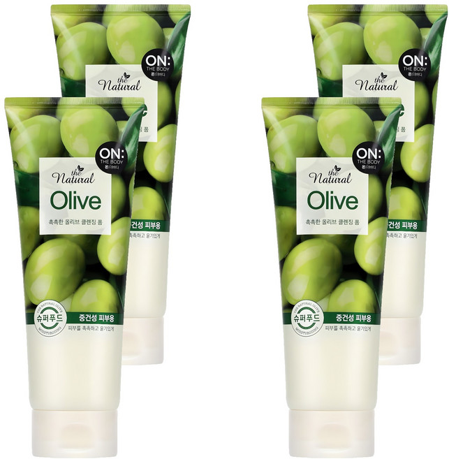 온더바디 더 내추럴 올리브 촉촉한 클렌징 폼, 200g, 4개