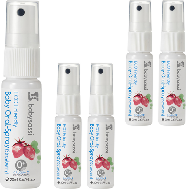 babysassi 誰是寶貝 兒童口腔噴護劑 加鈣益生菌 草莓口味, 20ml, 5條