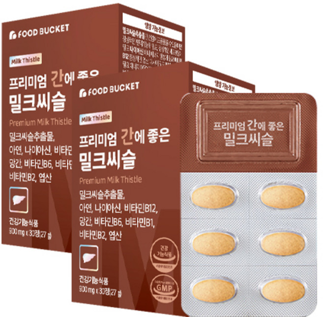 푸드버킷 프리미엄 간에좋은 밀크씨슬, 30정, 2개