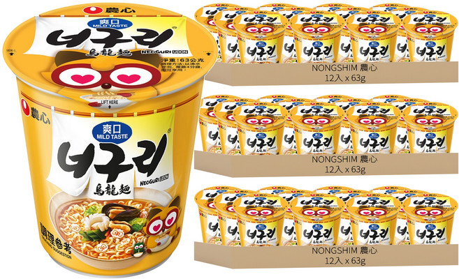 NONGSHIM 農心 爽口海鮮烏龍杯麵, 63g, 36入