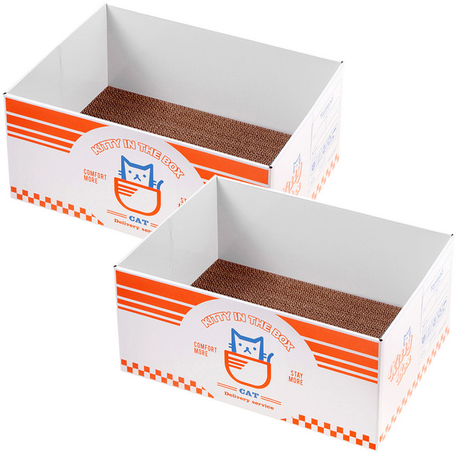 탐사 고양이 스크래쳐 박스, 택배박스, 2개