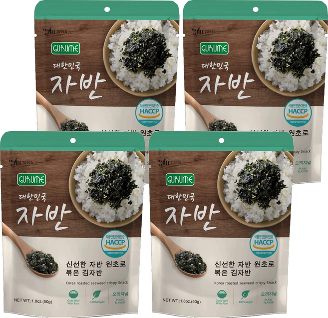 橘平屋 韓國原味海苔酥 酥脆口感 精選韓國海苔 方便攜帶, 50g, 4包