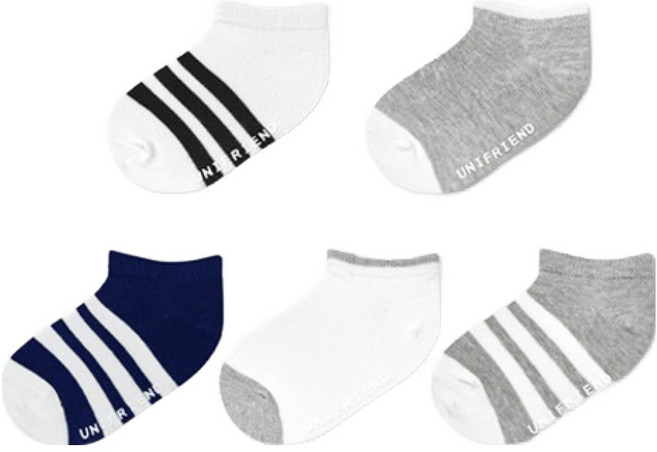 유니프랜드 아동용 모노라인 발목 양말 5종 세트
