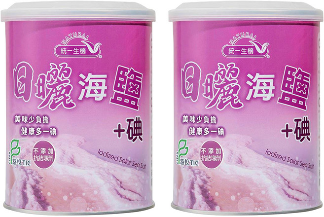 統一生機 日曬海鹽加碘, 600g, 2罐