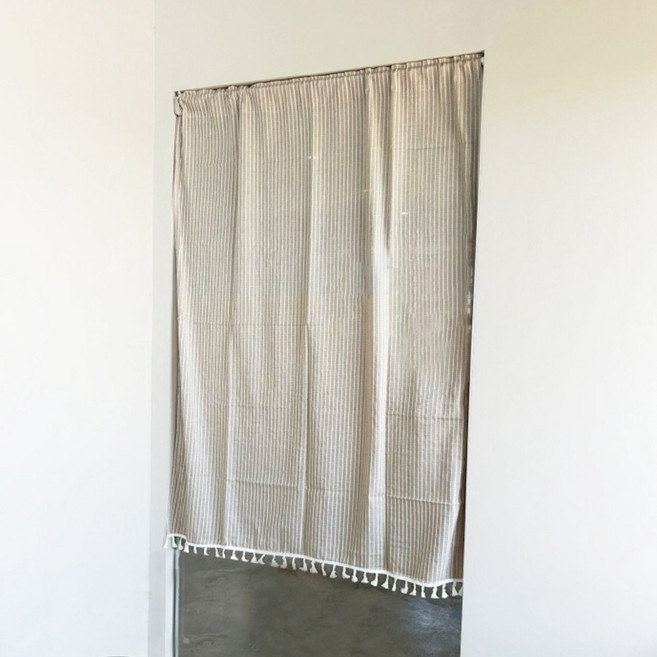 日系棉麻門簾 單開, 奶茶可可