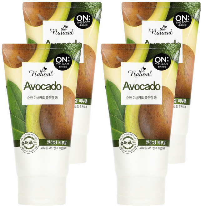 온더바디 더 내추럴 아보카도 순한 클렌징 폼, 120g, 4개