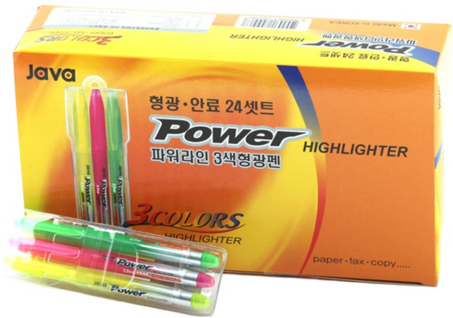 자바펜 파워라인 형광펜 3colors, 혼합색상, 72개