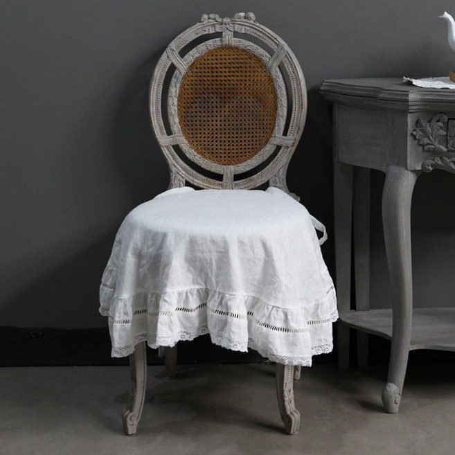 MaMaison 프릴 린넨 식탁 의자커버 CCMV3-WH