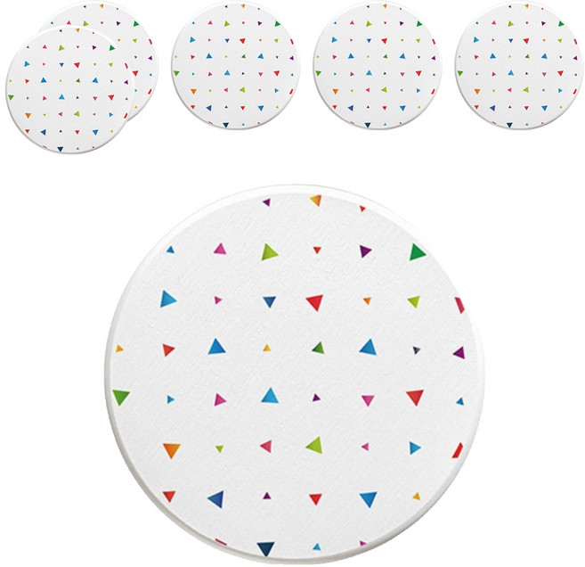 小清新系列 珪藻土吸水圓杯墊, 滿滿三角形, 6個