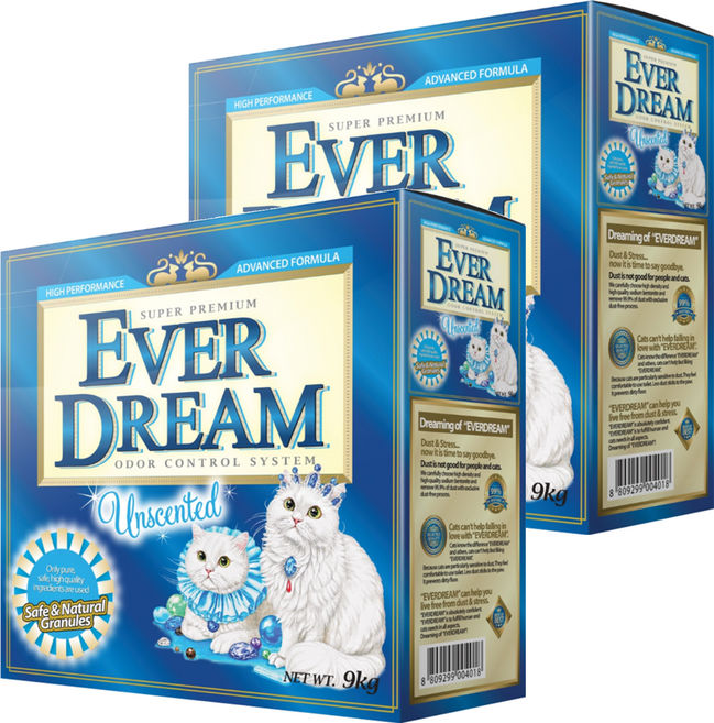 EVER DREAM 速凝結貓砂, 純淨無香配方, 9kg, 2盒