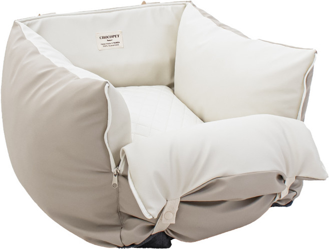 초코펫하우스 강아지 차량용 로얄 사각 카시트, 베이지, 1개