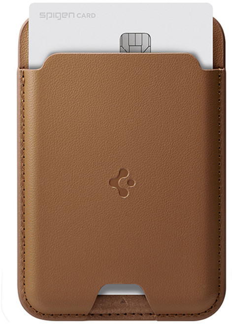 슈피겐 맥세이프 가죽 카드 지갑 발렌티누스 카드케이스 2장수납, 1개, 브라운