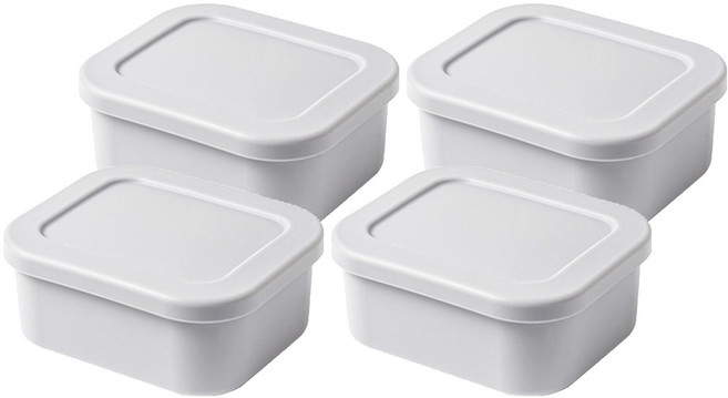 키친팩토리 파스텔 실리콘 사각 밀폐용기 그레이 300ml, 4개, 단품