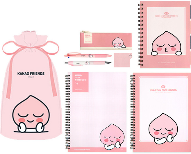 Kakao Friends現代st迷你平口文具組, Apeach, 1套
