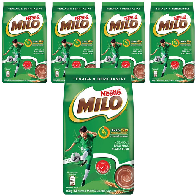 MILO 美祿 經典原味巧克力麥芽飲品 沖泡粉, 900g, 1入, 5袋