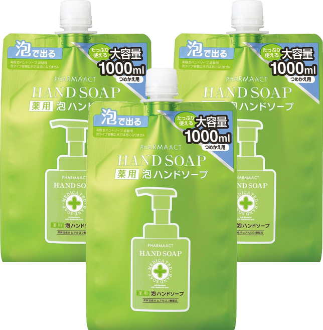 PHARMAACT 泡沫洗手乳補充包, 1L, 3包