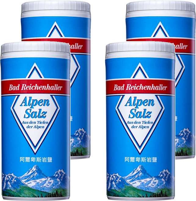 Alpen Salz 德國阿爾卑斯山塩 頂級阿爾卑斯岩鹽, 250g, 4罐