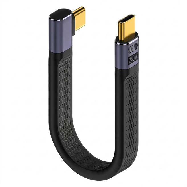 CORPRO 核心聯環 雙Type-C 240W快充傳輸軟排線, 13cm, 公對公側彎, 1條
