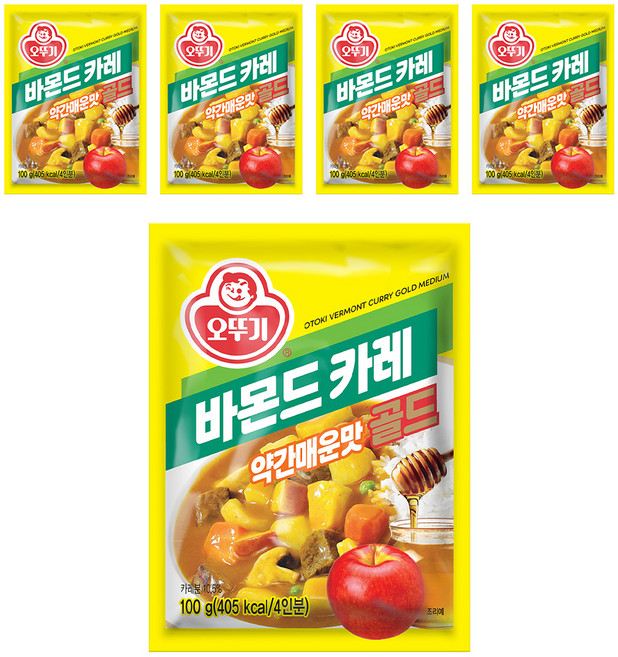 오뚜기 바몬드 카레 골드 약간매운맛, 100g, 5개