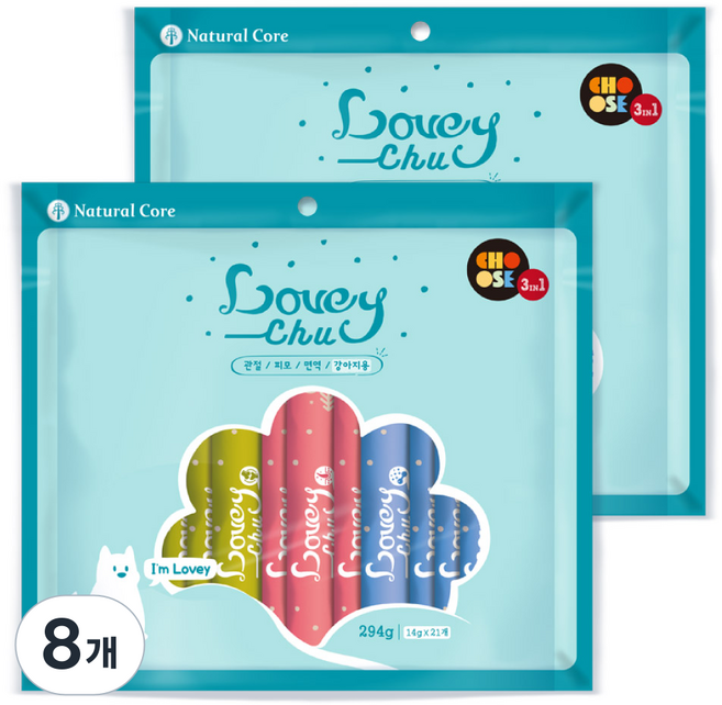 네츄럴코어 러비츄 강아지 간식 21p 멀티팩, 혼합맛, 294g, 8개