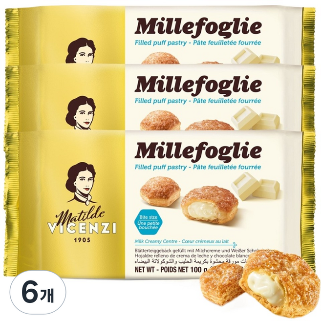 마틸드비첸지 밀레포글리에 퍼프패스트리 밀크크림맛, 6개, 100g