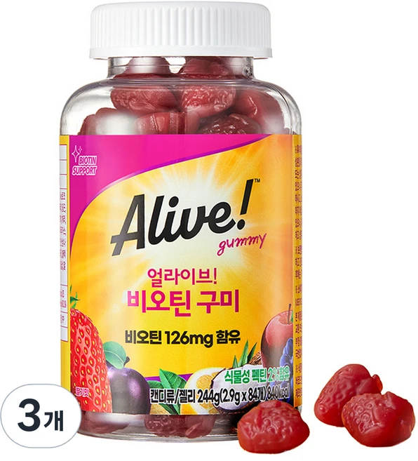 얼라이브 비오틴 구미, 84정, 3개 - 쿠팡