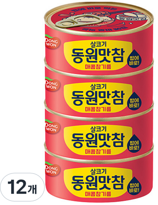 동원참치 살코기 맛참 매콤참기름, 90g, 12개