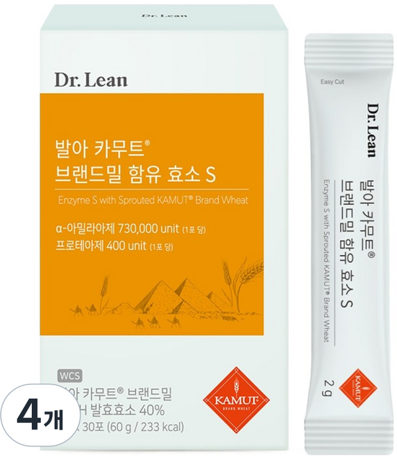 닥터린 발아 카무트 브랜드밀 함유 효소 S 30p, 60g, 4개