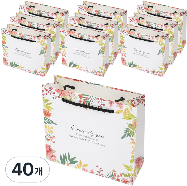 리드홈 사랑스러운 블라썸 코팅 쇼핑백 소, 혼합색상, 40개