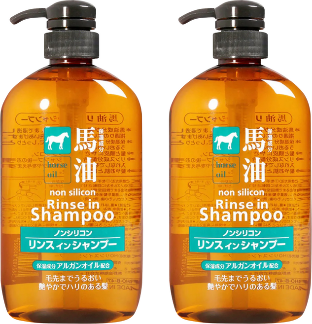 KUMANO 熊野油脂 馬油無矽靈雙效洗潤二合一洗髮精, 600ml, 2瓶