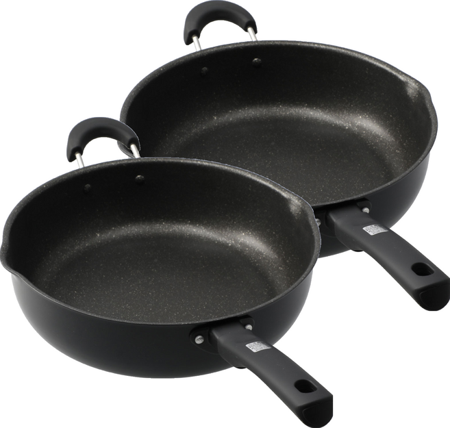 니토리 IH 인덕션 소프트 그립 마블 코팅 다용도 깊은 멀티 프라이팬, 28cm, 2개