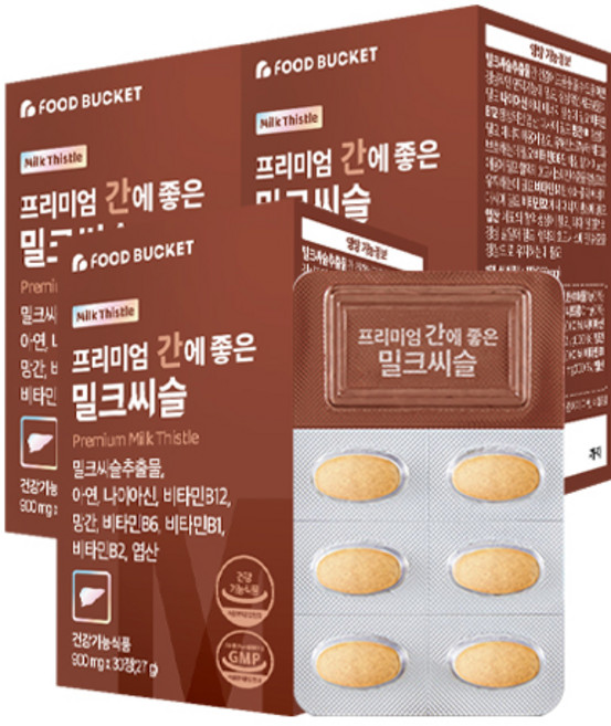 푸드버킷 프리미엄 간에좋은 밀크씨슬, 30정, 3개