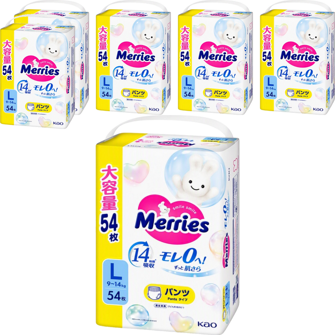 Merries 妙而舒 嬰幼兒褲型紙尿褲 9~14kg, 324片, L