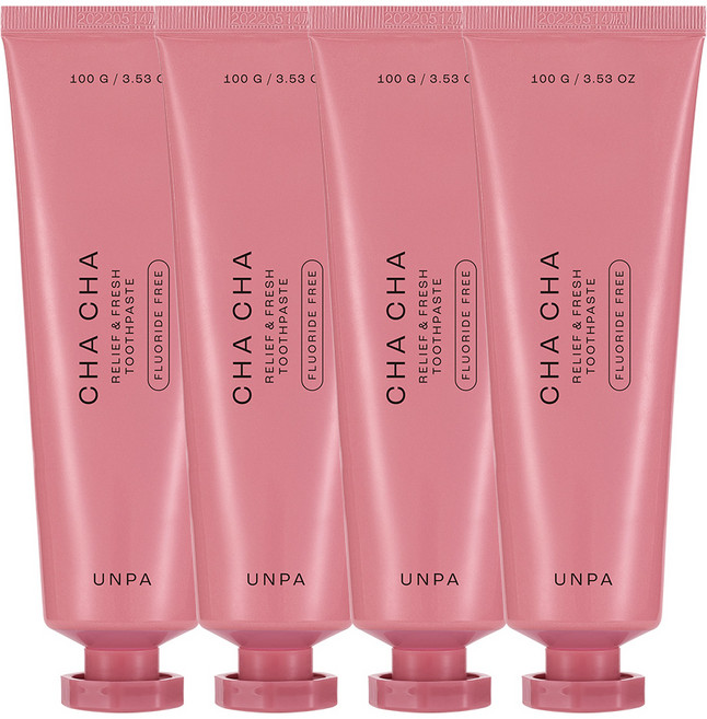 언파 차차릴리프앤프레시 치약, 100g, 4개