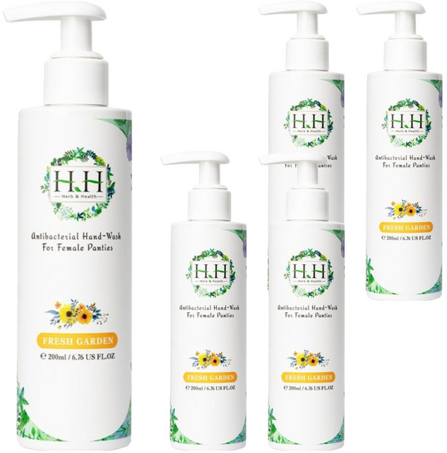 HH 草本新淨界 女性私密衣物抗菌手洗精 清新花園, 200ml, 5瓶