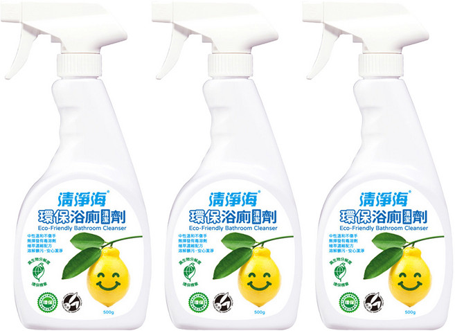 清淨海 環保浴廁清潔劑, 3瓶, 500g