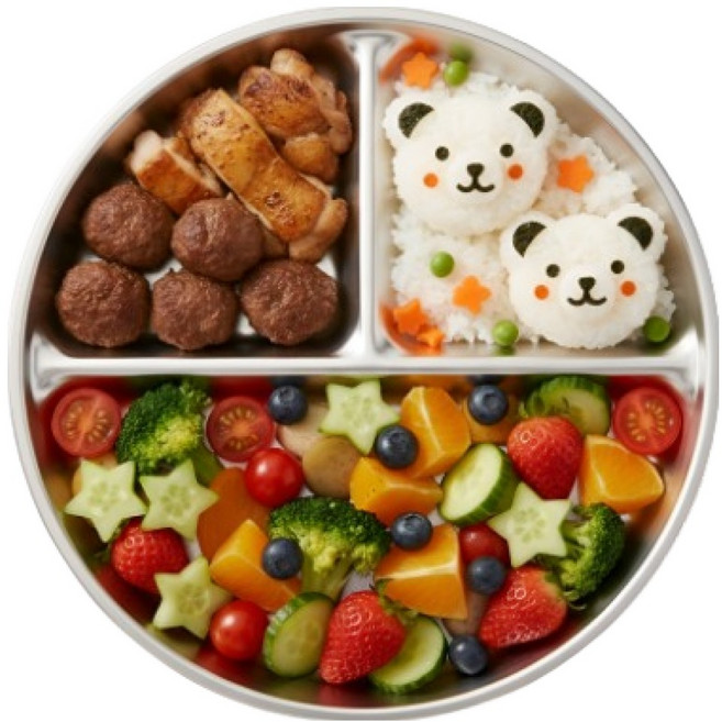 Narida 316 優質不鏽鋼分隔餐盤, B款(女孩角色), 1個