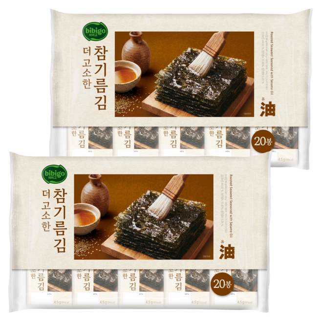 비비고 더 고소한 참기름김, 90g, 2개