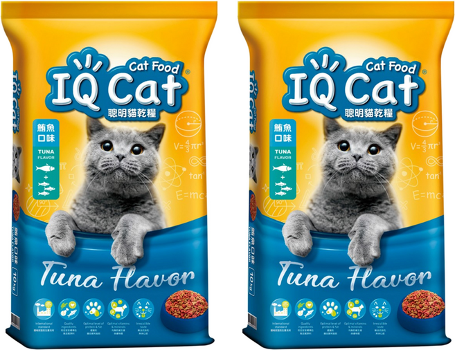 IQ Cat 聰明貓 成貓用 乾糧, 10kg, 2袋, 鮪魚口味