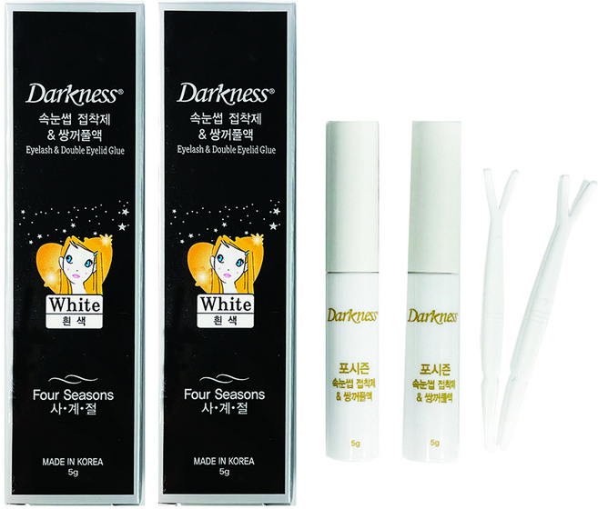 다크니스 포시즌 속눈썹 접착제 쌍꺼풀액, 흰색, 2개