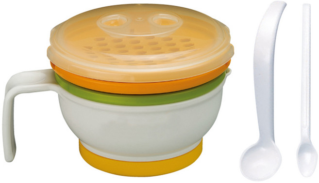 Combi 康貝 分段食物調理器組, 磨碎盤 + 磨碎碗 + 微波爐蓋子 + 量勺 + 餵食匙, 1組, 多色