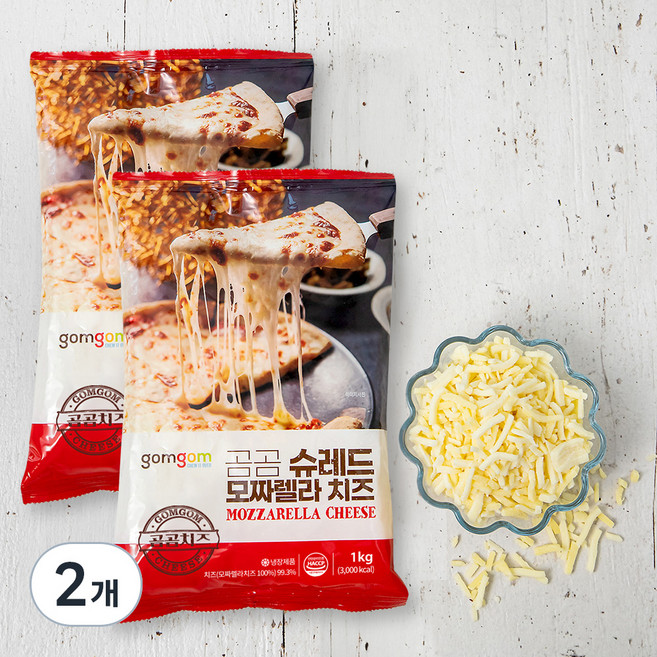 곰곰 슈레드 모짜렐라 치즈(대용량), 1kg, 1개입, 2개