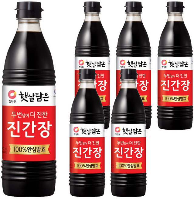 대상 청정원 햇살담은 두번 달여 더 진한 진간장, 840ml, 6개