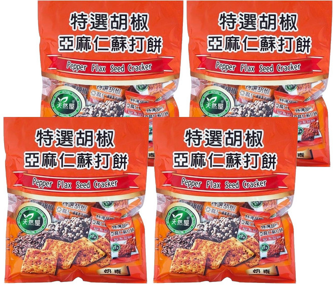 天然屋 特選胡椒亞麻仁蘇打餅, 288g, 4袋