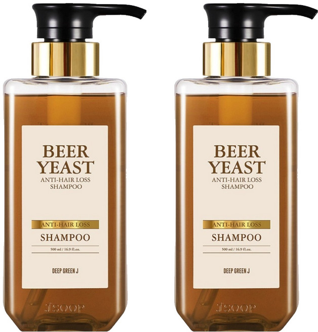 DeepGreenJ 啤酒酵母緩解掉髮症狀洗髮精, 2個, 500ml