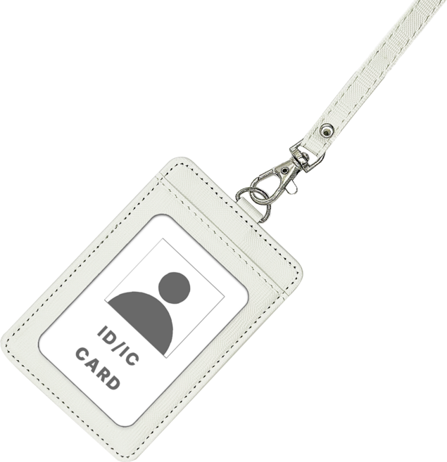 디엔오 가죽 사원증 출입증 신분증 케이스 목걸이, 화이트, 1개